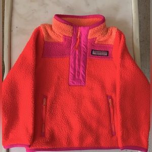 Vineyard Vines Girls Colorblock Sherpa Supershep 2T Orange and pink fleece.